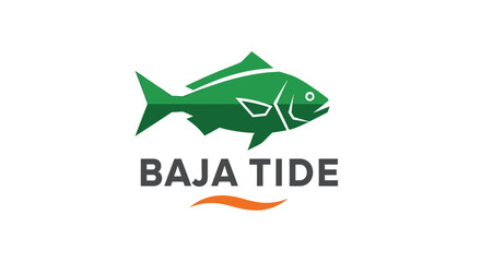 The Baja Tide logo features a green fish with the company name and an orange wave.