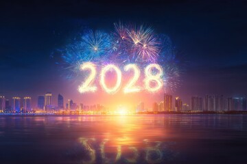 Happy new year 2028 fireworks