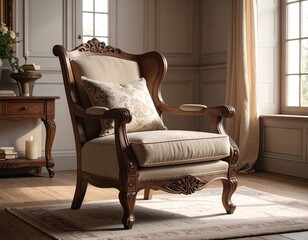 Elegant Wingback Armchair in a Luxurious Living Room