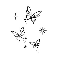 minimalist butterfly swarm line art