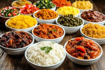 Buffet table filled variety Indian dishes There are food displaying