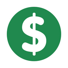 Obraz premium White dollar sign inside a green circle