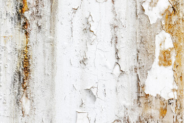 Aged peeling painted wall with textured surface and visible decay patterns