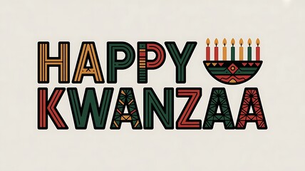 Kwanzaa typography graphic celebrating the holiday  African-inspired patterns. Happy Kwanzaa banner template for wbesite created with generative ai