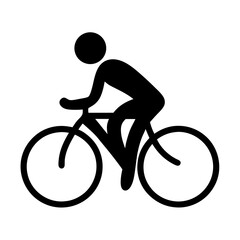 Obraz premium Black and white image of a person riding a bicycle icon image