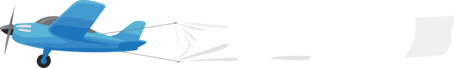 Blue Airplane Pulling Blank Banner for Advertisement or Message, Isolated Vector Illustration Ideal for Marketing, Travel, and Promotion Concepts