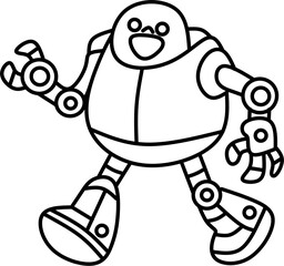 Cute cartoon tobot outline illustration for kids  coloring page