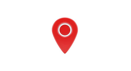 Red Map Pin Location Marker on Transparent Background in Modern Style