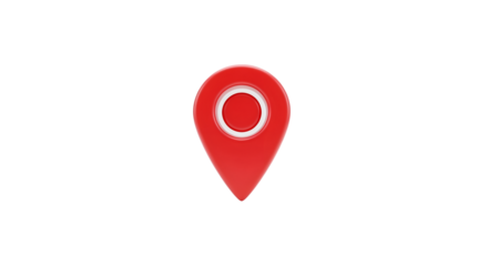 Red Map Pin Location Marker on Transparent Background in Modern Style