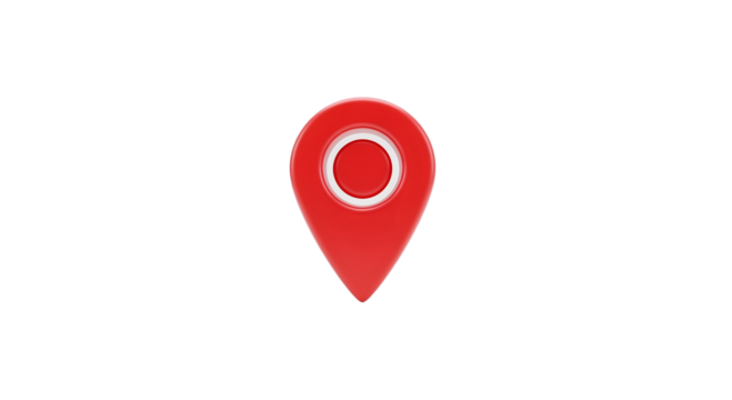 Red Map Pin Location Marker on Transparent Background in Modern Style