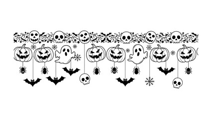 Spooky Halloween Decorations: A series of scary decorations, featuring jack-o'-lanterns, ghosts, and bats, creating a frightfully fun vibe. 