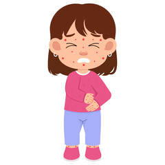 Illustration of Girl with Measles
