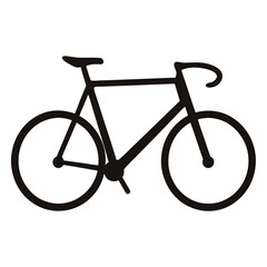 A black and white silhouette image of a road bike bicycle