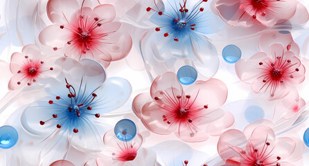 background with blue and pink flowers