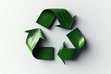 3D rendering green recycling symbol made up three Recycle