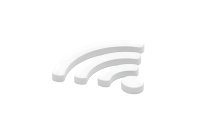 White 3D Wi Fi Signal Icon on Transparent Background