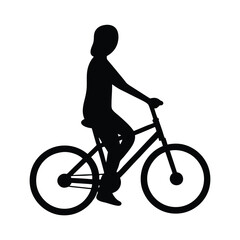 Obraz premium Silhouette of person riding a bicycle on a white background image