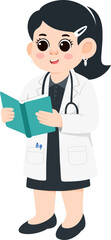 Obraz premium Illustration of Doctor Reading Medical Book