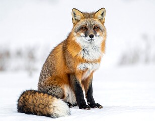 Fototapeta premium Red fox in snowy landscape
