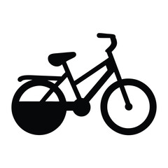 Stylized cartoon bicycle icon in black silhouette perfect for design use