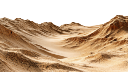 sandy terrain undulating forming mesmerizing dessert on white background