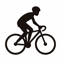Naklejka premium Silhouette of a cyclist riding a bicycle on a white background