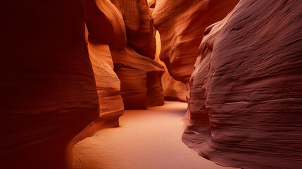 Scenic rock formations of Antelope Canyon in sunlight