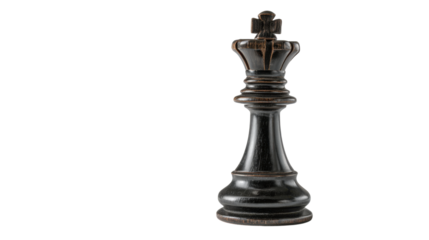 Black Chess King Piece Closeup on White Background