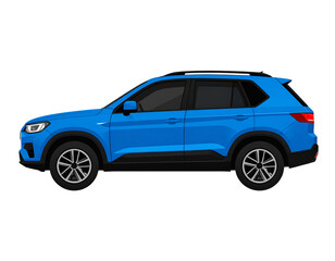 Minimal Blue SUV with Black Trim Illustration