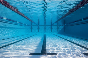 Obraz premium Underwater view of a swimming pool with lane lines