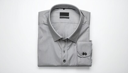Folded gray dress shirt on white background (1)