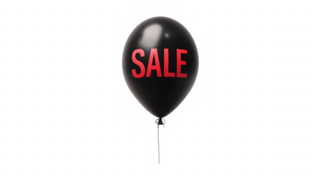 Black balloon with sale text to attract shoppers, created AI, PNG