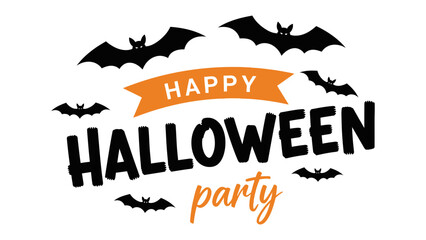 Halloween Party Invitation: A festive invitation design, with playful silhouettes of bats soaring against a backdrop of a banner wishing everyone a Happy Halloween.