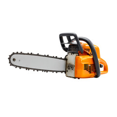 Orange chainsaw tool isolated on transparent background