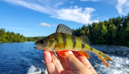 Fishing Catch Perch River.