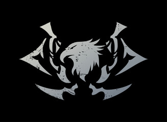 Fantasy Eagle Clan Symbol Grunge Medieval RPG Animal Emblem Tribal Crest Badge Warrior TCG Icon Design