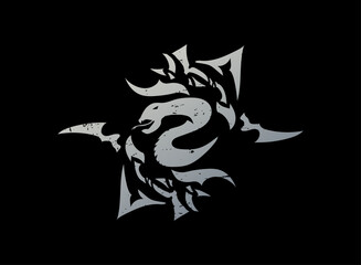 Fototapeta premium Snake Emblem Tier Icon – Tribal Serpent Crest Badge for RPG Ranking System, Esports Clan Logo, Fantasy Game UI, Adventure Quest Rank Step, Medieval Symbol Design Asset