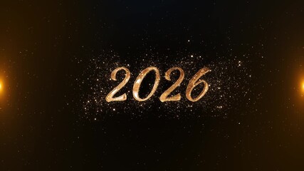 Countdown fireworks for happy new year 2026 Background Gold Text Animation 4k animation. new year's eve golden elegant lighting text reveal Greetings, Social Media Wishes, Holiday Cards, Celebration - Powered by Adobe