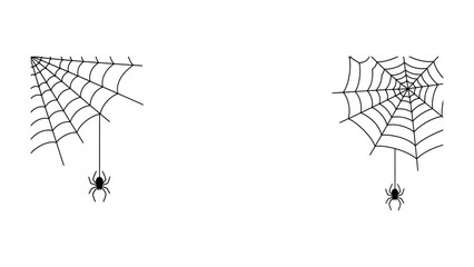 Spider web with spider decoration: A decorative spider web design, the spider web is suspended with a small spider illustration, perfect for seasonal or themed design elements.