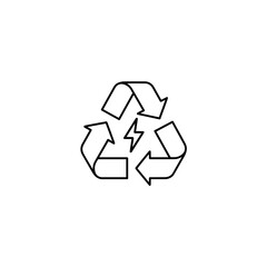 Obraz premium Recycle symbol with arrows and lightning in minimalist line design 