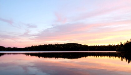 Obraz premium Calm lake sunset reflection