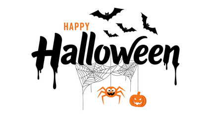 Spooky Halloween Illustration: An illustrative depiction for the Halloween celebrations, featuring spiders, pumpkins, and bats with a touch of festive spirit.