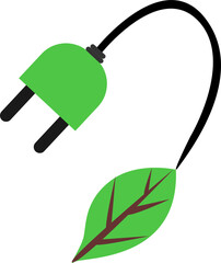 Green Energy Plug with Leaf Icon
