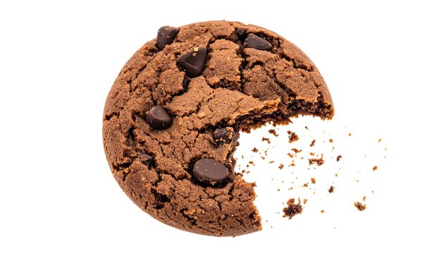 Chocolate chip cookie with a bite taken out