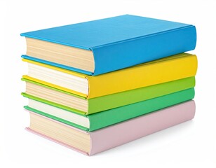 Stack of Colorful Books on White Background