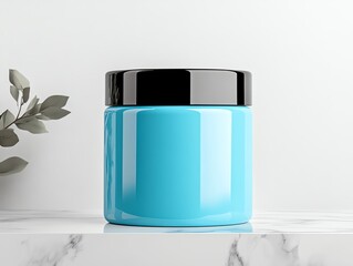 A realistic render of a vibrant teal hair dye tube, placed artistically against a neutral gradient backdrop