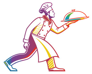 Chef serving food silhouette vector