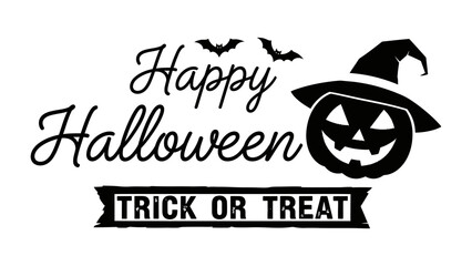 Happy Halloween: Spooky text art with a pumpkin face, ready for a Trick or Treat evening, perfectly encapsulates the playful spirit of Halloween.