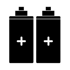 Batteries with Plus and Minus Silhouette Vector Flat and Clean Look