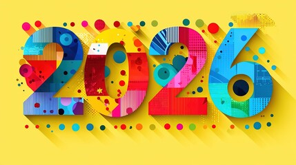 Fototapeta premium Pop Art ��2026�� with Geometric Patterns and Dots